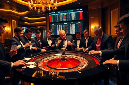 Experience the thrill of today’s betting odds (tỷ lệ kèo nhà cái hôm nay) at an upscale casino with eager gamblers.